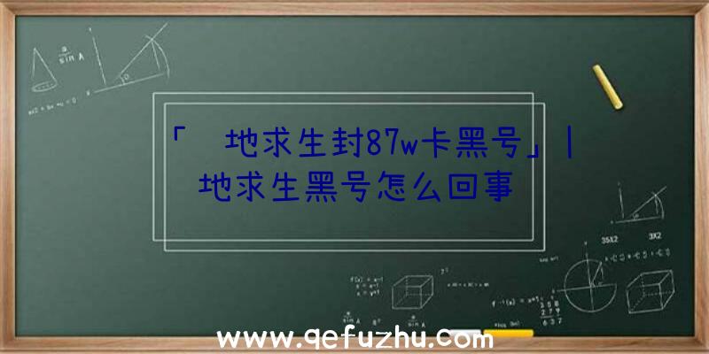 「绝地求生封87w卡黑号」|绝地求生黑号怎么回事